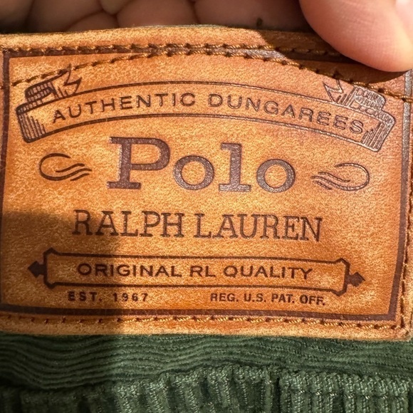 Polo Ralph Lauren Dungarees corduroy jeans Men 38x30 Varick Slim Straight Green. - Picture 2 of 9